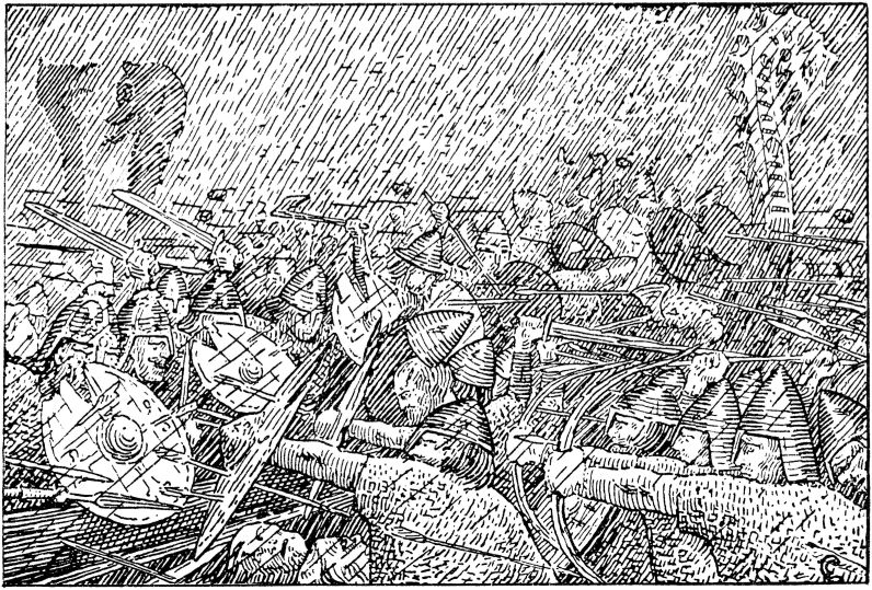 Illustration of the battle of Hjoerungavaag