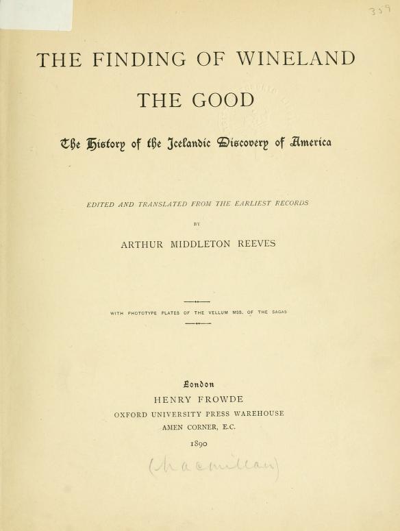 First page from The Finding of Wineland the Good